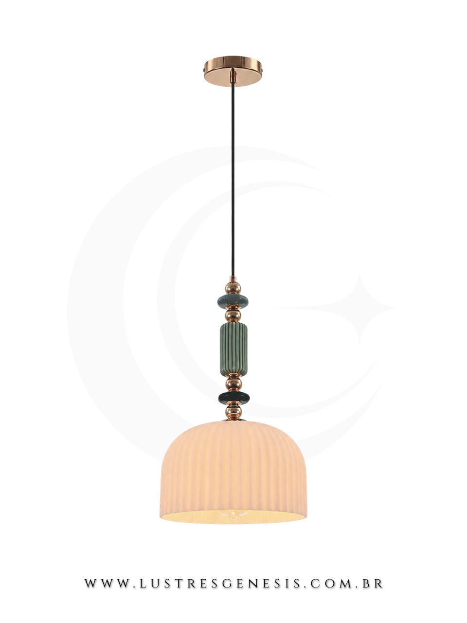 Pendente Escandinava Dourado com Cer&acirc;mica Para Quarto, Bancada Gourmet e Cabeceira de Cama